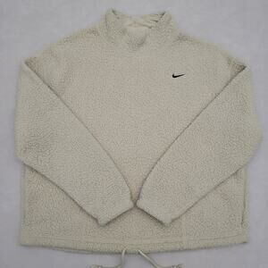 Nike Therma-FIT Sherpa Fleece Womens Large Cream Pullover Large Cozy Comfort